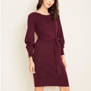 ANN TAYLOR | BOATNECK BELTED SWEATER DRESS